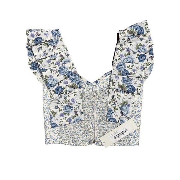 PETERSYN Sybil Crop Top in Seaside Spring Summer Ditsy Floral‎ Rose Small NEW - Picture 3 of 8
